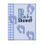 Blue Baby Feet Baby Shower Postcard Invitation