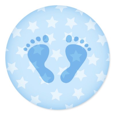 Blue baby footprints on a starry background by mheababy