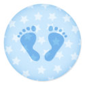 Blue baby footprints on a starry background stickers