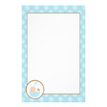 Blue Baby in Umbrella Personalized Stationery