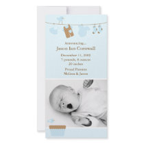 Blue Baby Laundry Birth Announcement
