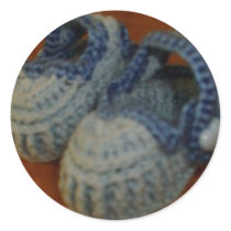 Blue Baby Shoes Round Sticker