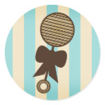 Blue Baby Shower Sticker - Vintage Rattle