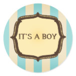 Blue Baby Shower Sticker - Vintage Stripes