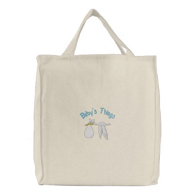 Blue Baby's Things Embroidered Bag by bwmedia