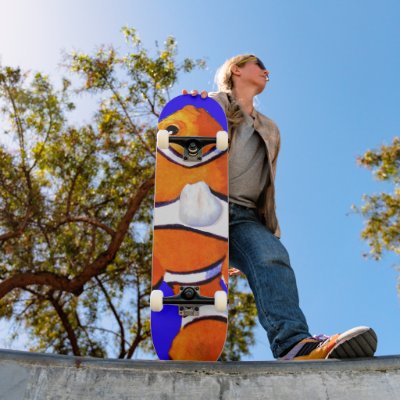 blue background, Fish Gold Vero Beach 2010 The ... Skate Deck by The_MUSEUM