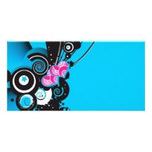 blue-background-with-shapes personalized photo card