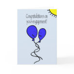 Blue Balloon Engagement Congratulations Greeting Cards