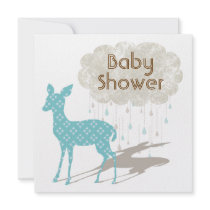 Blue Bambi Baby Shower Inviation