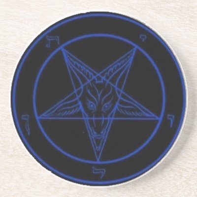 Blue Baphomet Drink Coaster or Ritual Alter Piece by gacatmandu