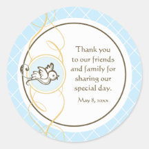 Blue Baptism/Christening Favour Sticker