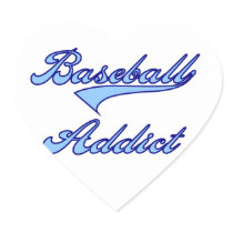 Blue Baseball Addict T-shirts and Gifts Heart Stickers