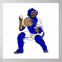 Blue baseball catcher