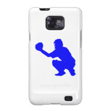 Blue Baseball Catcher Silhouette Samsung Galaxy SII Case
