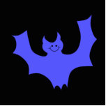 Blue Bat Cartoon. Black background. Photo Cut Outs