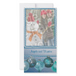 Blue Baubles Photo Holiday Card photo cards