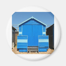 blue beach hut refrigerator magnet