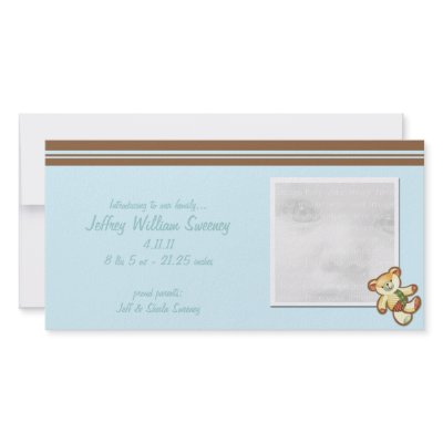 Blue Bear Baby Announcement Photo Cards by EnduringMoments