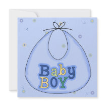 Blue Bib Baby Boy Shower Invitation
