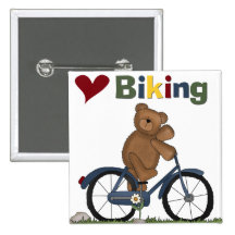 Blue Bicycle I Love Biking Tshirts and Gifts Pinback Button