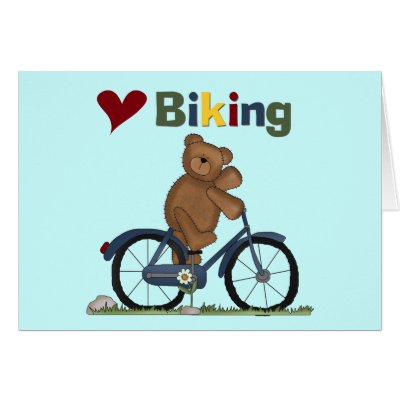 Blue Bicycle I Love Biking Tshirts and Gifts Card by toddlersplace