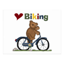 Blue Bicycle I Love Biking Tshirts and Gifts Postcard