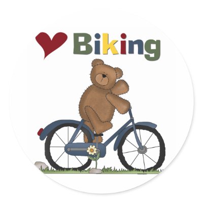 Blue Bicycle I Love Biking Tshirts and Gifts Round Sticker by toddlersplace