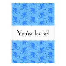 Blue Bike Pattern. Personalized Invitation