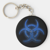 Blue Biohazard Keychain