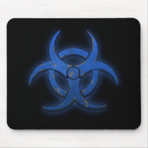 Blue Biohazard Mouse Pads