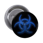 Blue Biohazard Pinback Button