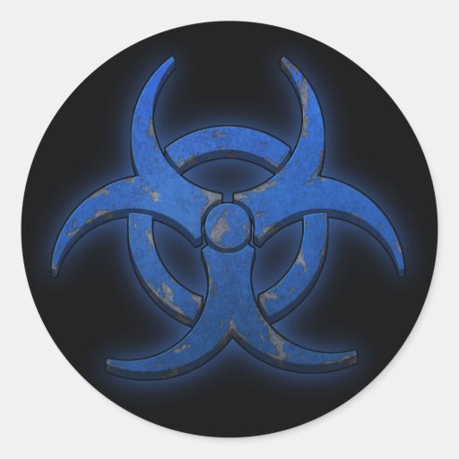Blue Biohazard Round Sticker