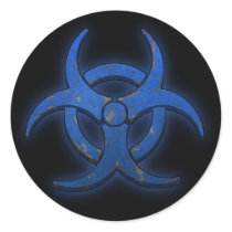 Blue Biohazard Round Sticker