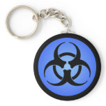 Blue Biohazard Symbol Keychain