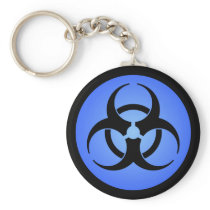 Blue Biohazard Symbol Keychain