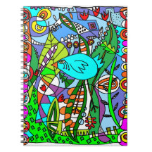 Blue Bird in Paradise Spiral Note Books