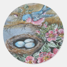 Blue bird round stickers