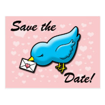Blue bird save the date postcards