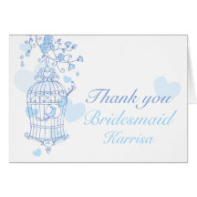 Blue bird wedding Bridesmaid thank you card
