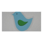 blue bird with green wing customized photo card
