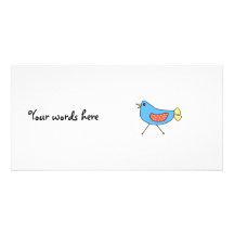 Blue bird with polka dots customized photo card