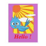 Blue bird with sunshine postcard