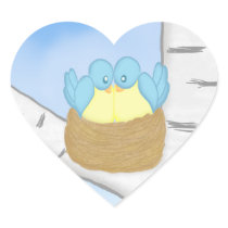 Blue Birds in Nest Stickers