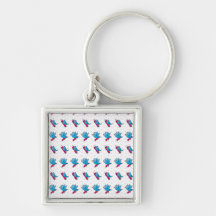 Blue Birdy Bird and Pencil Pattern Keychain