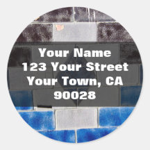 blue black address labels sticker
