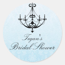 Blue & Black Chandelier Bridal Shower Sticker