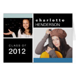 Blue black custom photo graduation announcement greeting card