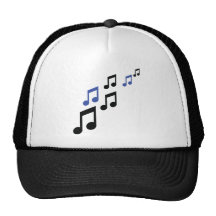 blue black music notes hat