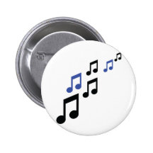 blue black music notes pinback button