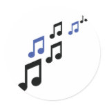 blue black music notes stickers